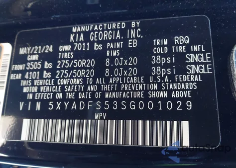 2025 Kia Ev9 Land from USA, damaged, VIN 5XYADFS53SG001029
